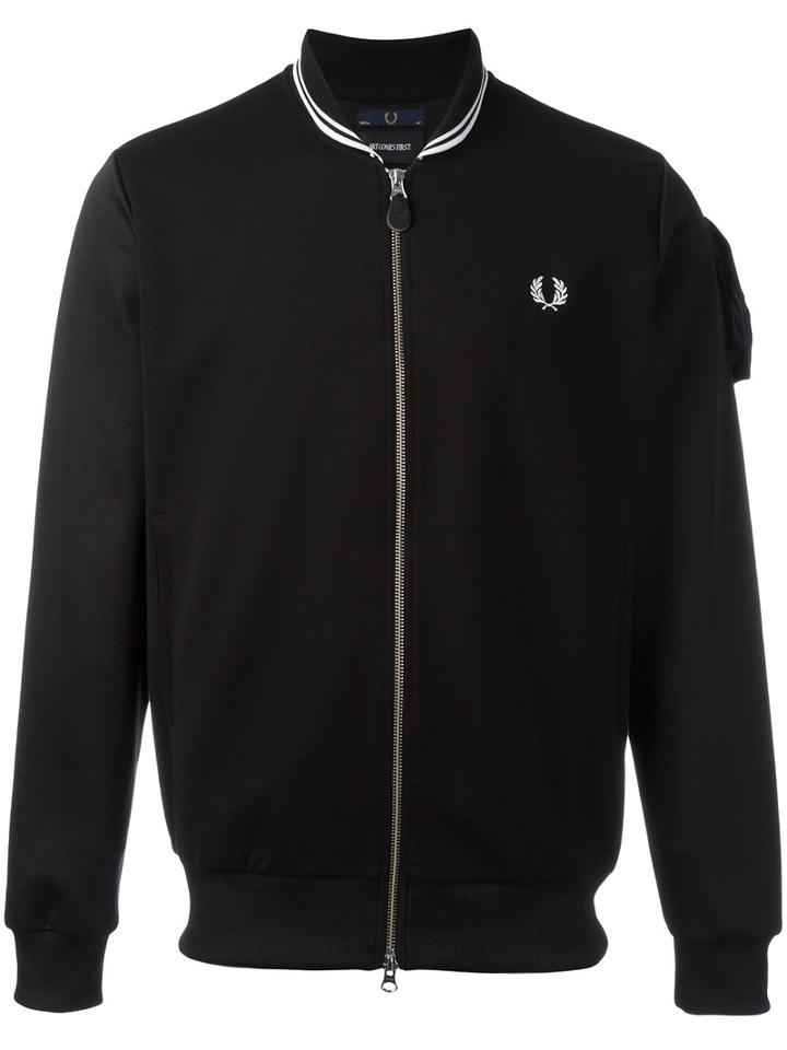 Fred Perry X Art Comes First Tipped Trackjacket, Men's, Size: 40, Black, Cotton/polyester