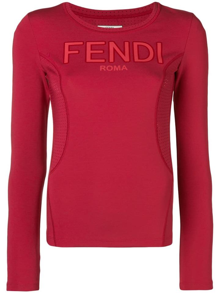 Fendi Long-sleeve Logo T-shirt - Red