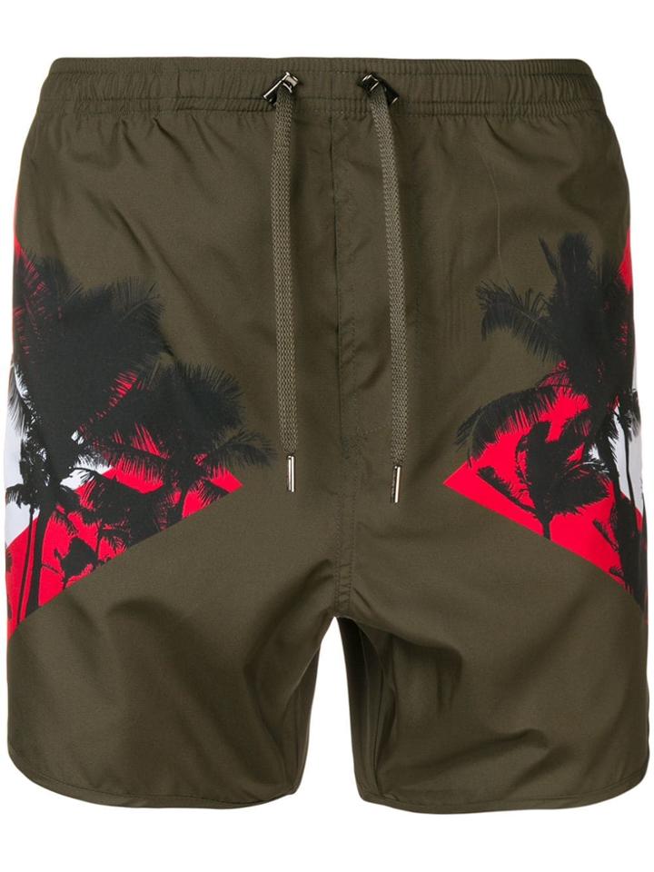 Neil Barrett Side Panelled Swim Shorts - Green