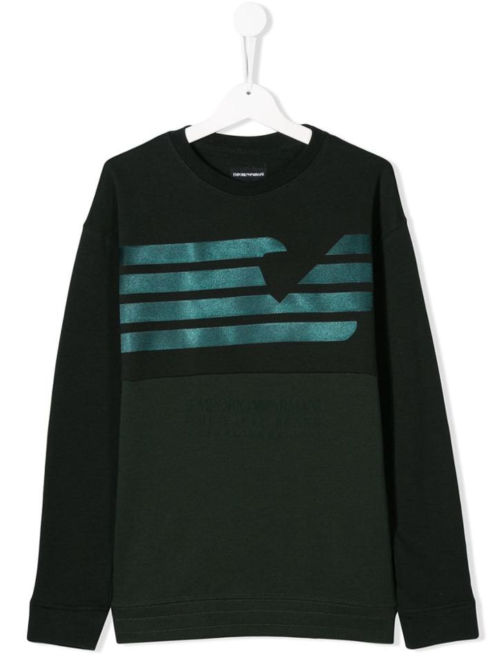 Emporio Armani Kids Teen Two Tone Sweatshirt - Green