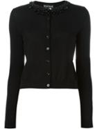 Boutique Moschino Embellished Neckline Cardigan, Women's, Size: 42, Black, Virgin Wool