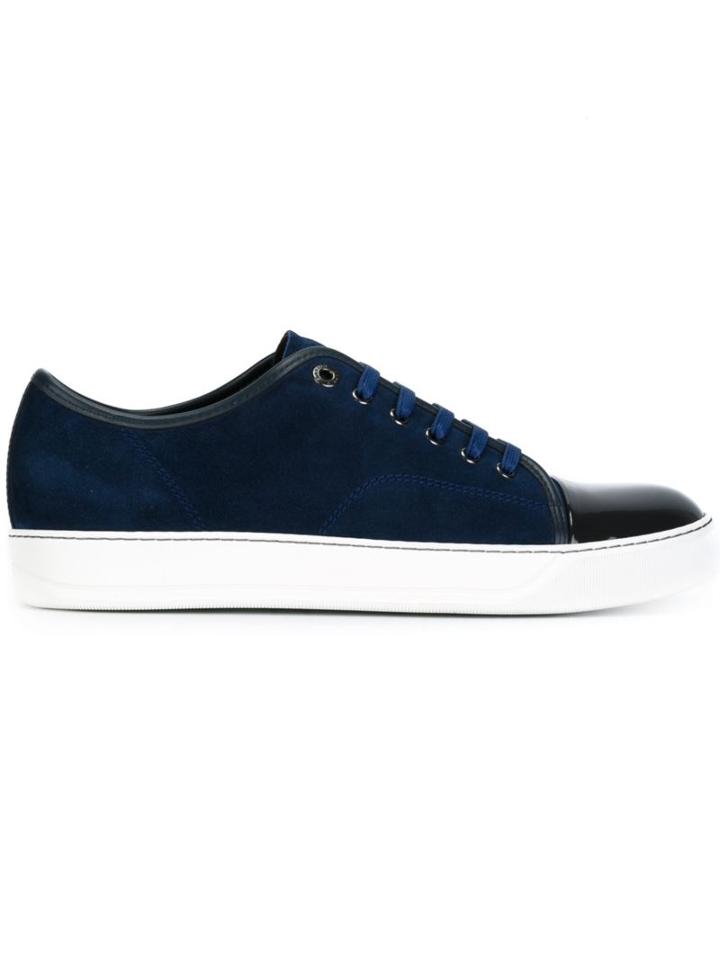 Lanvin Contrasted Toe Cap Sneakers, Men's, Size: 11, Blue, Calf Suede/patent Leather/leather/rubber