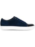 Lanvin Contrasted Toe Cap Sneakers, Men's, Size: 11, Blue, Calf Suede/patent Leather/leather/rubber