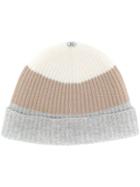 N.peal Colour-block Ribbed Beanie Hat - Nude & Neutrals