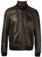 Gucci Leather Bomber Jacket, Size: 48, Brown, Lamb Skin/polyamide/spandex/elastane/wool