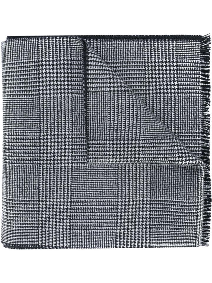 Houndstooth Knitted Scarf - Men - Wool - One Size, Black, Wool, Alexander Mcqueen