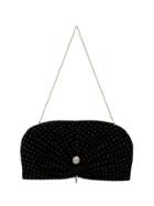 Jimmy Choo Black And Metallic Silver Vivien Crystal Embellished Velvet