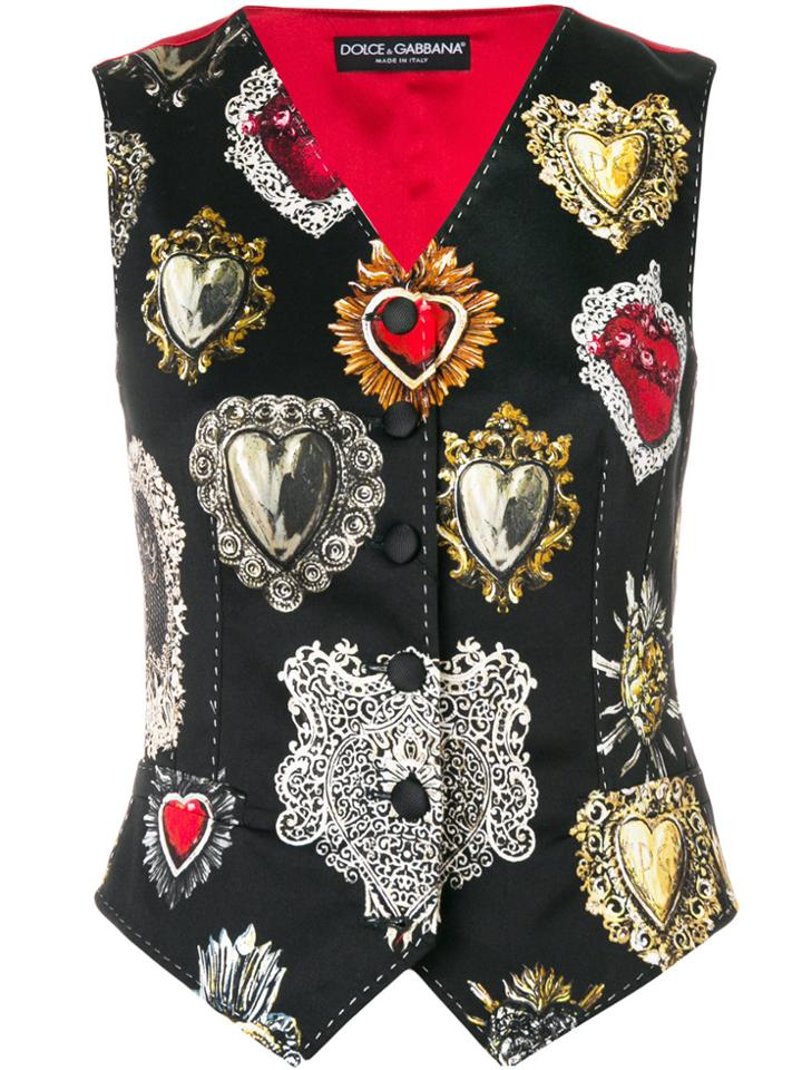 Dolce & Gabbana Heart Motif Waistcoat - Black