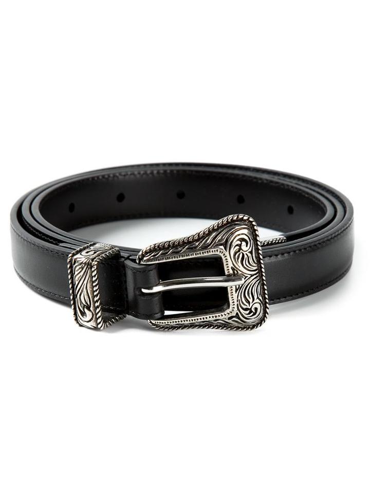Western Buckle Belt, Men's, Size: 95, Black, Calf Leather, Saint Laurent