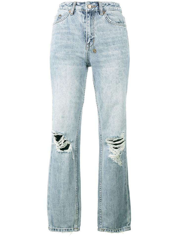 Ksubi The Slim Pin High Waist Ripped Jeans - Blue