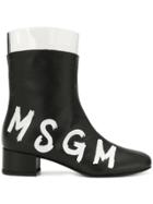 Msgm Contrast Logo Boots - Black
