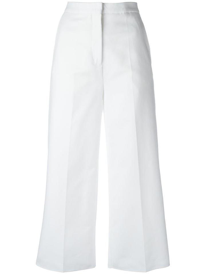 Rochas Cropped Trousers, Women's, Size: 42, White, Cotton/spandex/elastane