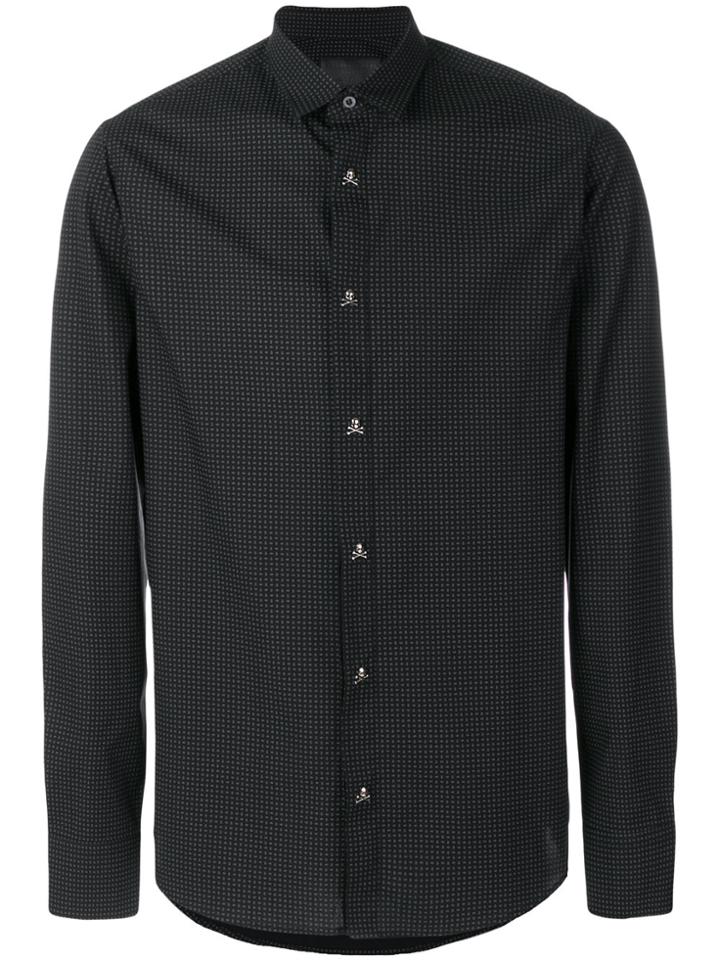 Philipp Plein Skull Button Printed Shirt - Black