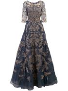 Marchesa Embellished Ball Gown - Blue