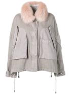 Yves Salomon Army Fur Trim Cropped Parka - Grey