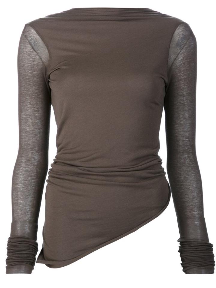 Rick Owens Lilies Woven Open Back T-shirt, Women's, Size: 40, Grey, Cotton/nylon/viscose