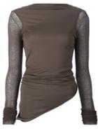 Rick Owens Lilies Woven Open Back T-shirt, Women's, Size: 40, Grey, Cotton/nylon/viscose