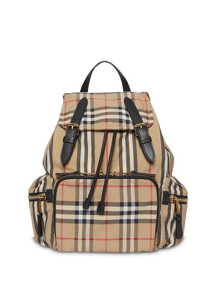 Burberry The Medium Rucksack In Icon Stripe Nylon - Neutrals