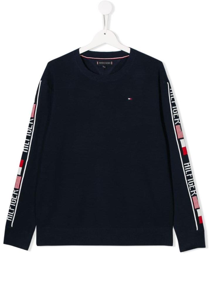 Tommy Hilfiger Junior Teen Logo Tape Jumper - Blue