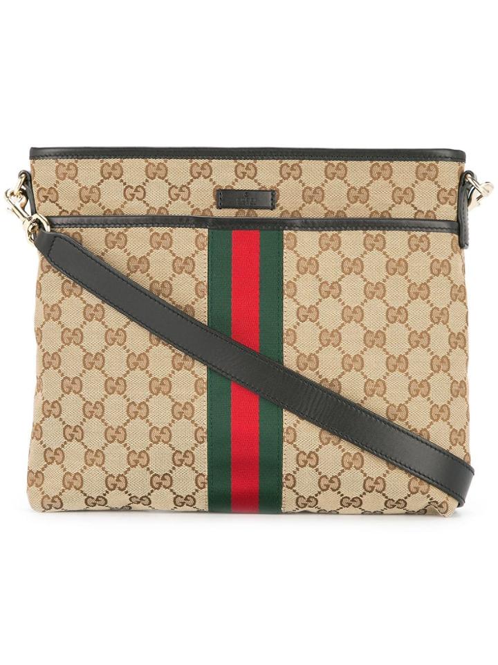 Gucci Vintage Gg Shelly Line Shoulder Bag - Brown