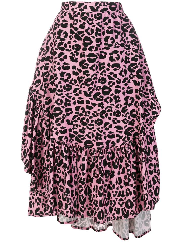 Barbara Bologna Leopard Print Ruffled Skirt - Pink & Purple