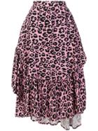 Barbara Bologna Leopard Print Ruffled Skirt - Pink & Purple