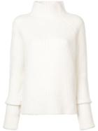 Sally Lapointe Turtleneck Ribbed Knit Jumper - White