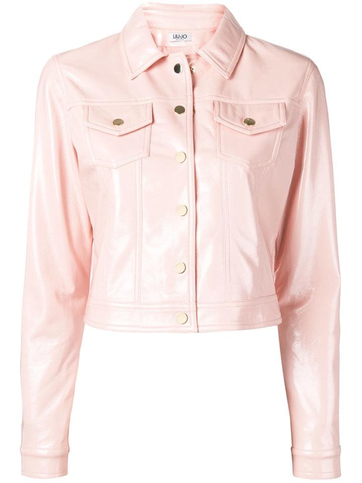 Liu Jo Coated Fabric Cropped Jacket - Pink