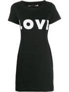 Love Moschino Love-print Stretch-jersey Mini Dress - Black