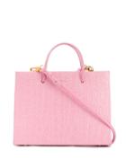 Medea Embossed Small Tote Bag - Pink