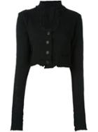 Rundholz High Neck Cropped Cardigan, Women's, Size: Large, Black, Virgin Wool