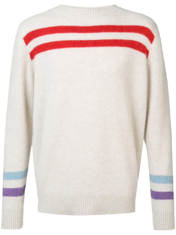 The Elder Statesman Cashmere Striped Jumper, Adult Unisex, Size: Xs, White, Cashmere