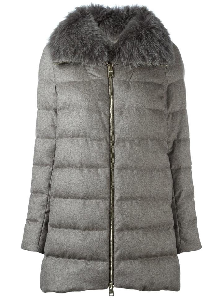 Herno Fox Fur Collar Coat - Nude & Neutrals