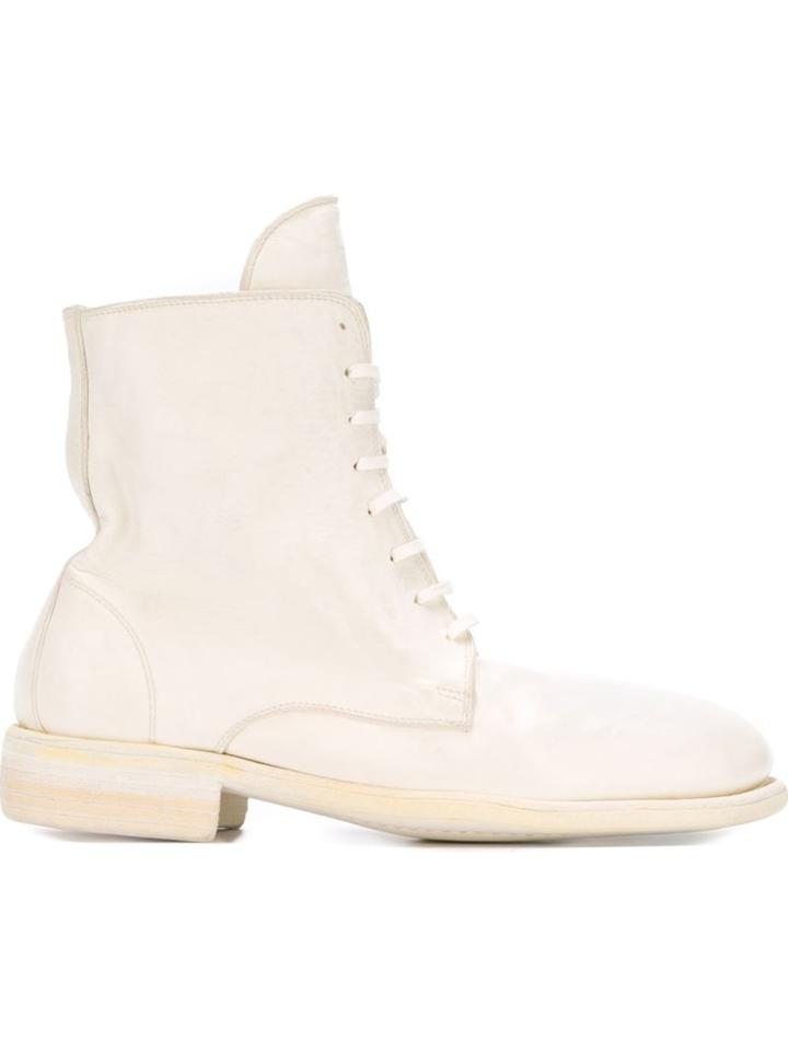 Guidi Distressed Lace-up Boots, Women's, Size: 37, White, Leather/horse Leather