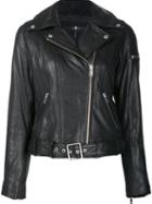 7 For All Mankind Zip Up Biker Jacket, Women's, Size: Medium, Black, Polyester/leather