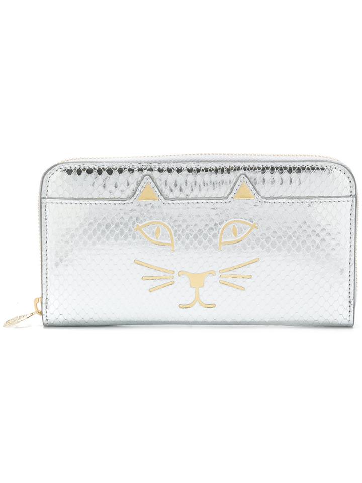 Charlotte Olympia Feline Zip-around Wallet - Metallic
