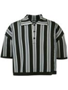 Raf Simons Cropped Striped Shirt, Men's, Black, Polypropylene