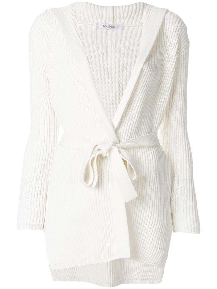 Max Mara Ribbed Hooded Cardigan - White
