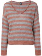 Eleventy Striped V-neck Jumper - Yellow & Orange