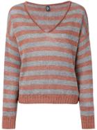 Eleventy Striped V-neck Jumper - Yellow & Orange