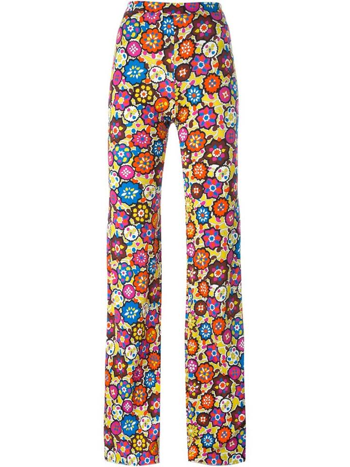Emilio Pucci Floral Print Trousers, Women's, Size: 42, Rayon/silk