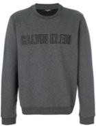 Calvin Klein - Embroidered Logo Sweatshirt - Men - Cotton/spandex/elastane/polyester - M, Grey, Cotton/spandex/elastane/polyester