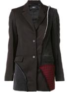Yang Li Patchwork Buttoned Blazer, Women's, Size: 40, Black, Cotton/linen/flax/virgin Wool