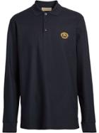 Burberry Long-sleeve Archive Logo Cotton Piqué Polo Shirt - Blue