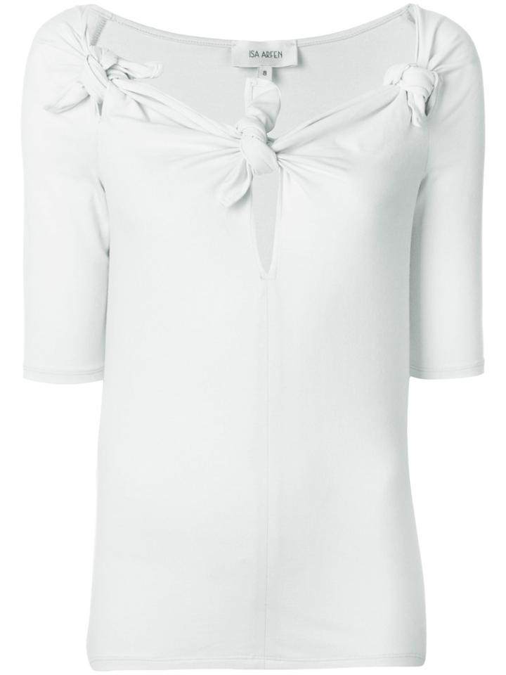 Isa Arfen Knot-detail Fitted Top - White