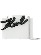 Karl Lagerfeld Signature Shine Minaudiere Clutch - White