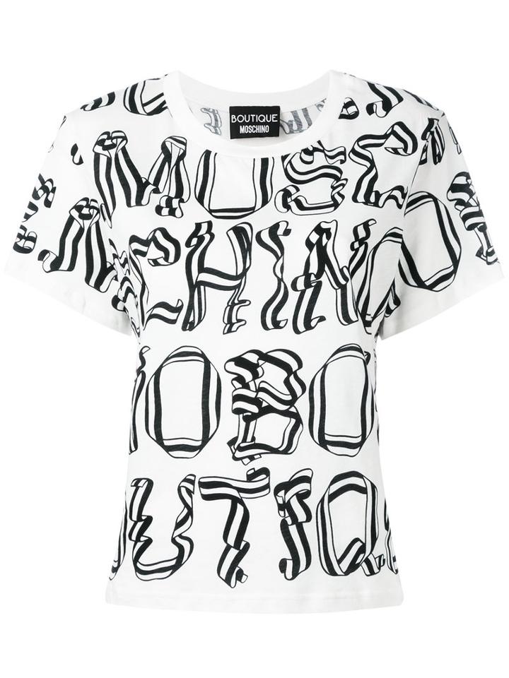 Boutique Moschino Printed Text T-shirt, Women's, Size: 42, White, Cotton