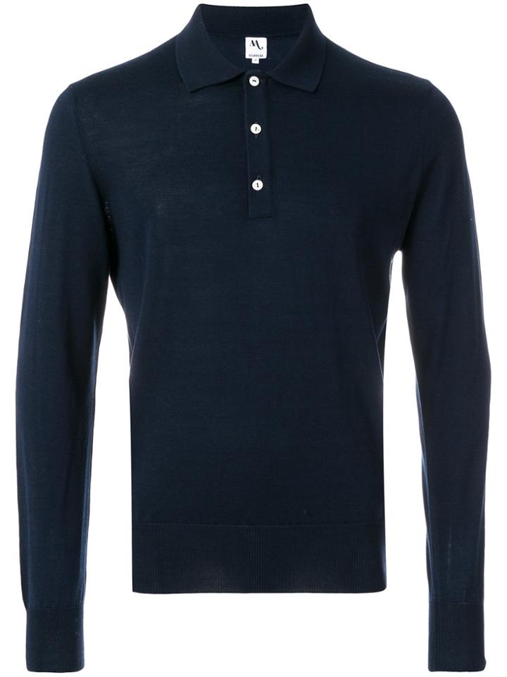 Doppiaa Fine Knit Polo Sweater - Blue