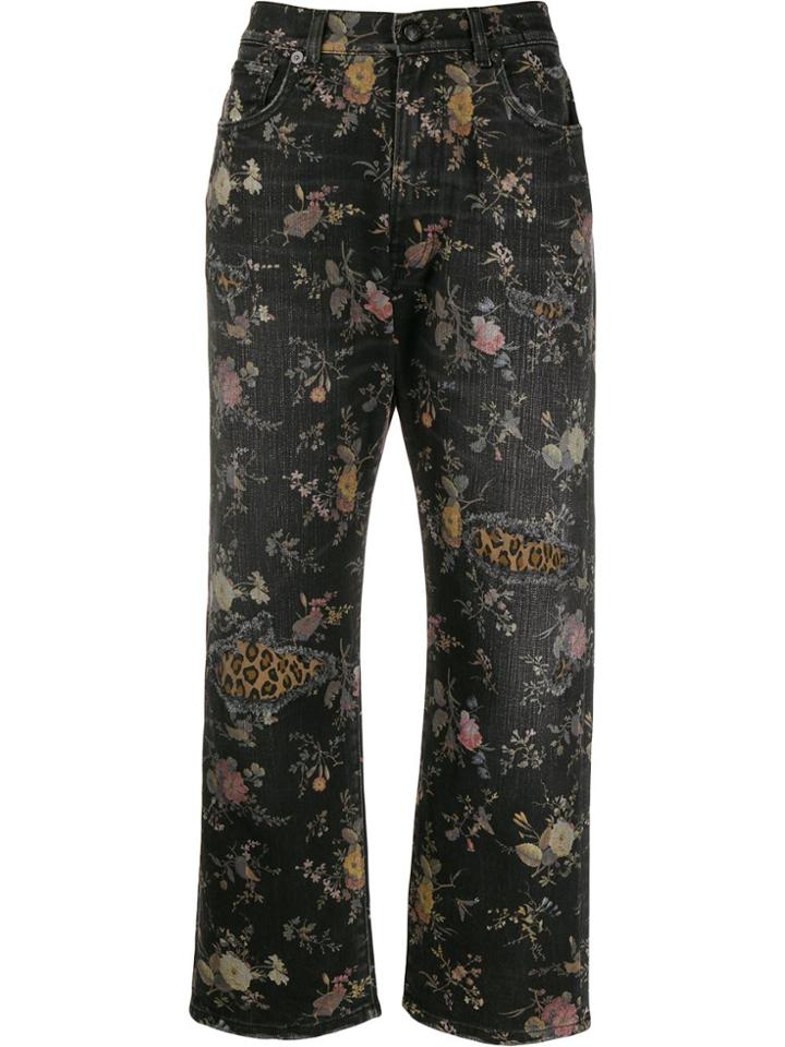 R13 Floral Print Denim Jeans - Black