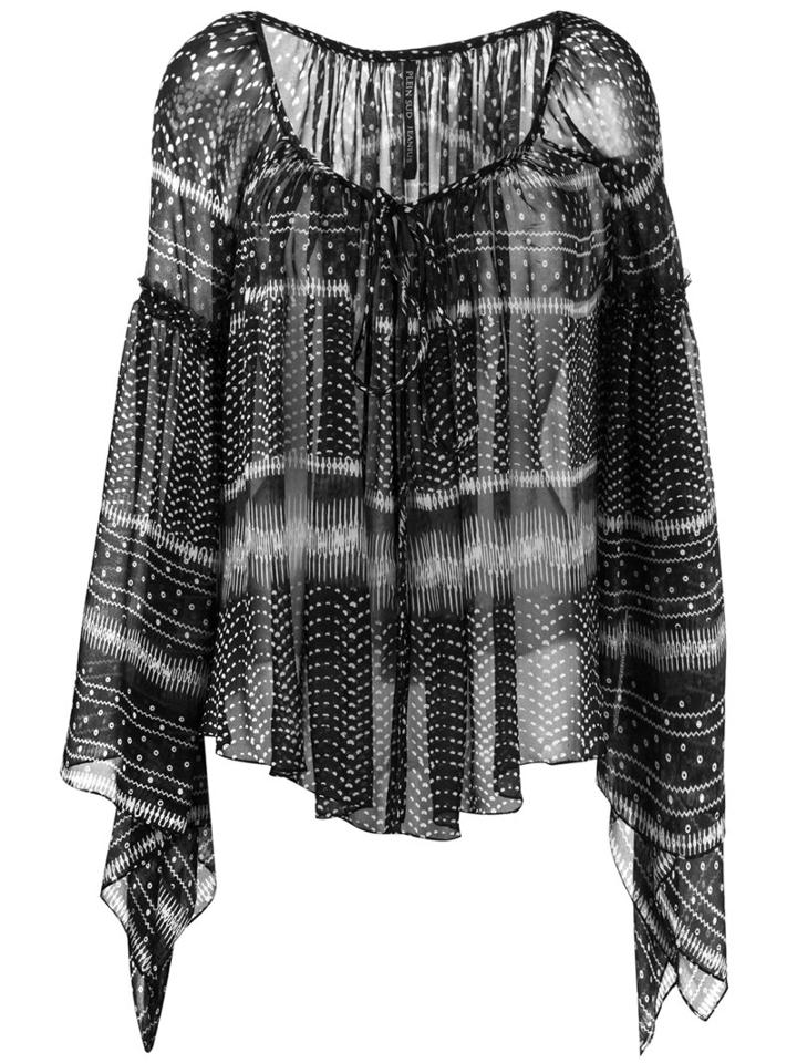 Plein Sud - Peasant Blouse - Women - Silk - 36, Women's, Black, Silk